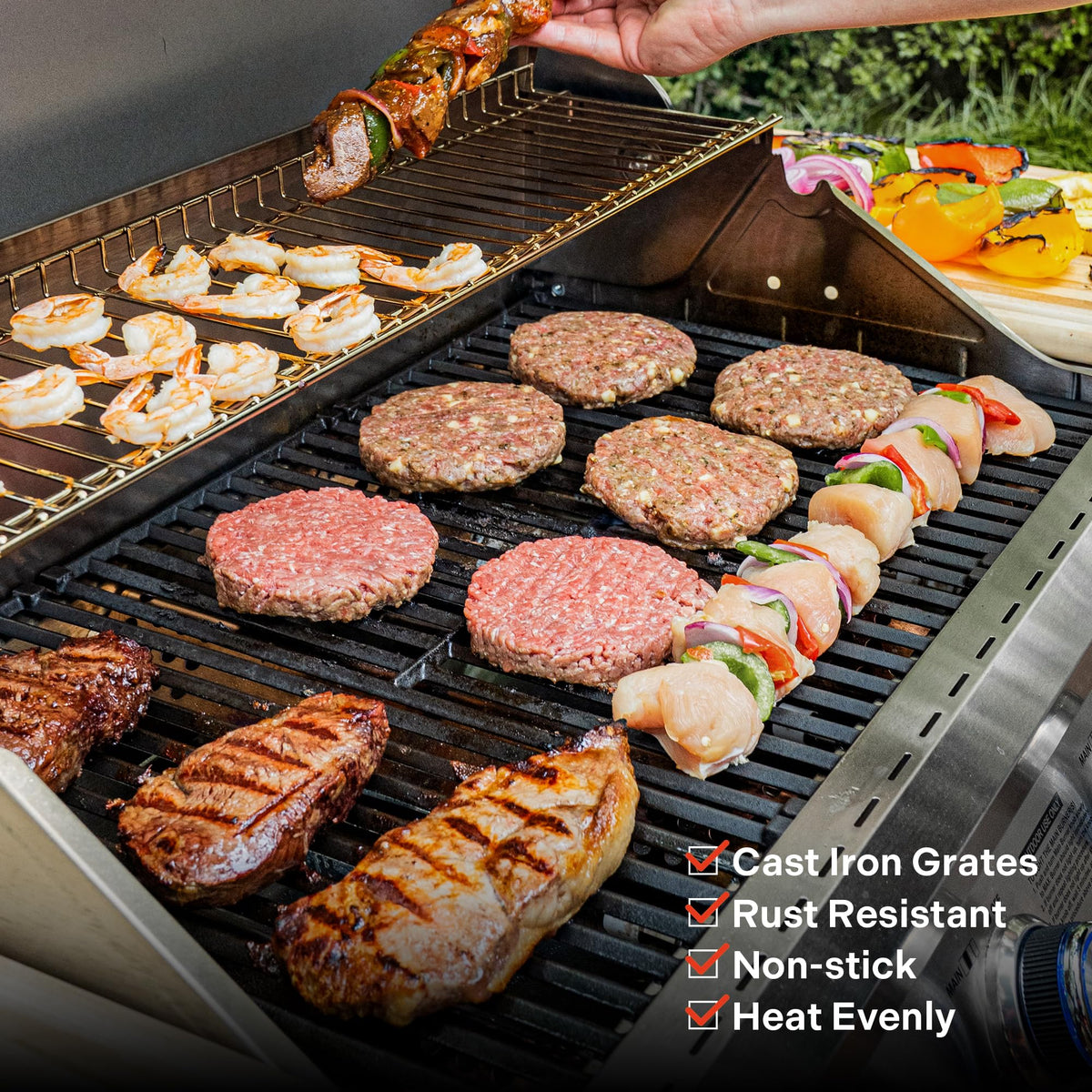 Monument Grills Larger 4+2 Burner Propane Gas Grills Stainless Steel Cabinet Style with Clearview® Lid, Knob Controls, Built-In Thermometer, Infrared Side Sear Burners & Side Burners, Outdoor Use