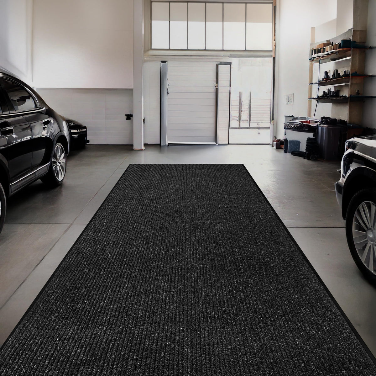 Commercial Door Mat 3'x16' Black, Heavy Duty Industrial Floor Mat for High Traffic Areas, Nonslip Rubber Backing, Large Door Mat for Indoor Entrance or Business Entryway.