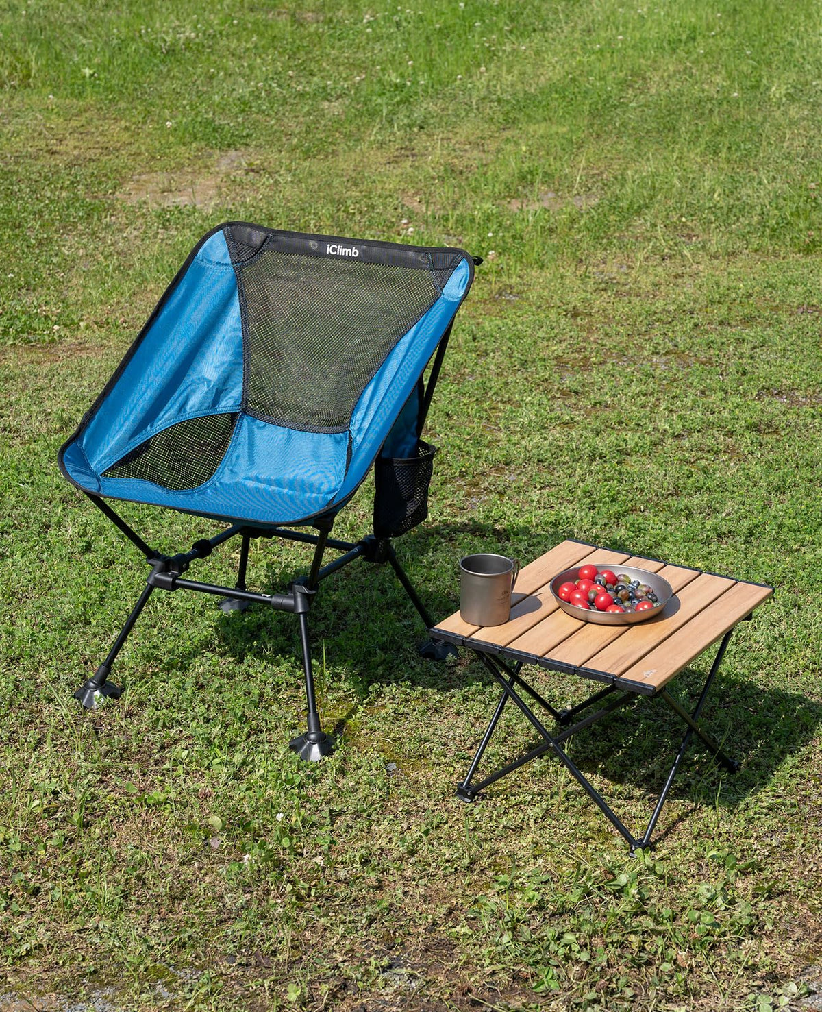 iClimb 1 Light Folding Table and 2 Ultralight Anti-Sinking Folding Chair Bundle for Two Adults Outdoor Camping Beach Concert