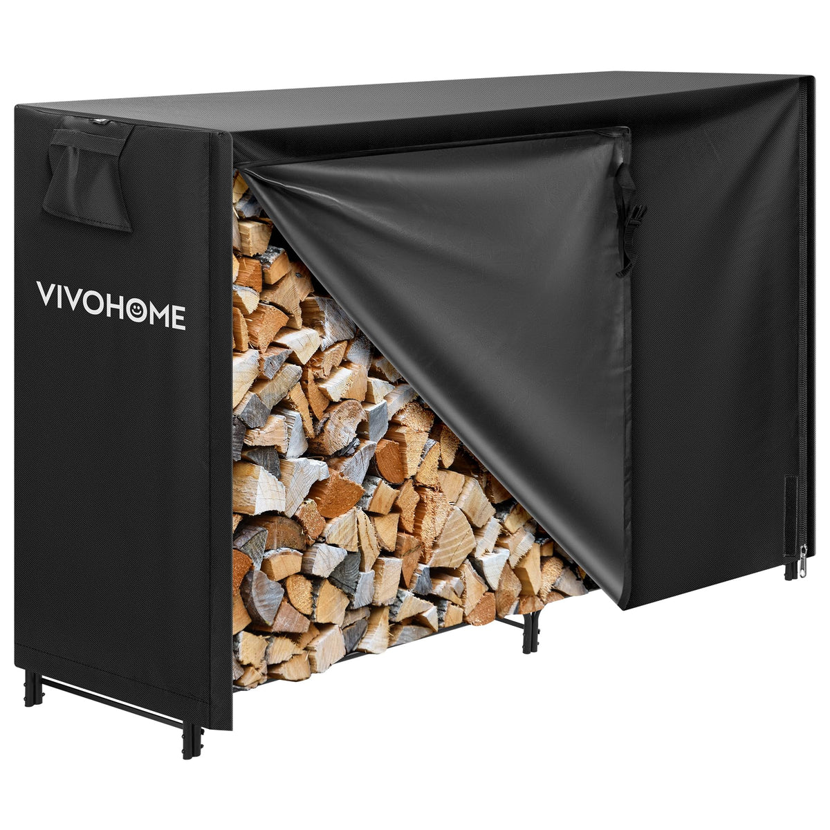 VIVOHOME 5ft Heavy Duty Indoor Outdoor Firewood Storage Log Rack 41 Inches Firewood Log Rack Hoop with Cover
