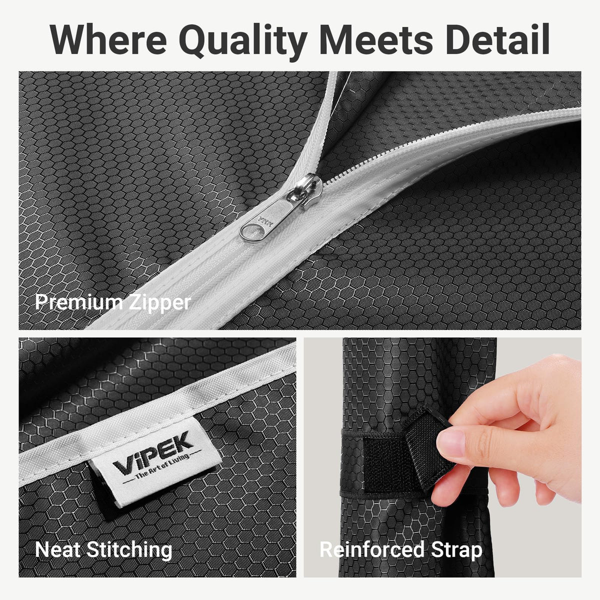 VIPEK R2C Medium Heavy Duty Clothes Rack Rolling Garment Rack with Cover Adjustable Clothing Rack for Hanging Clothes Portable Closets with Double Rods, Black Rack with Black Upgraded Polyester Cover