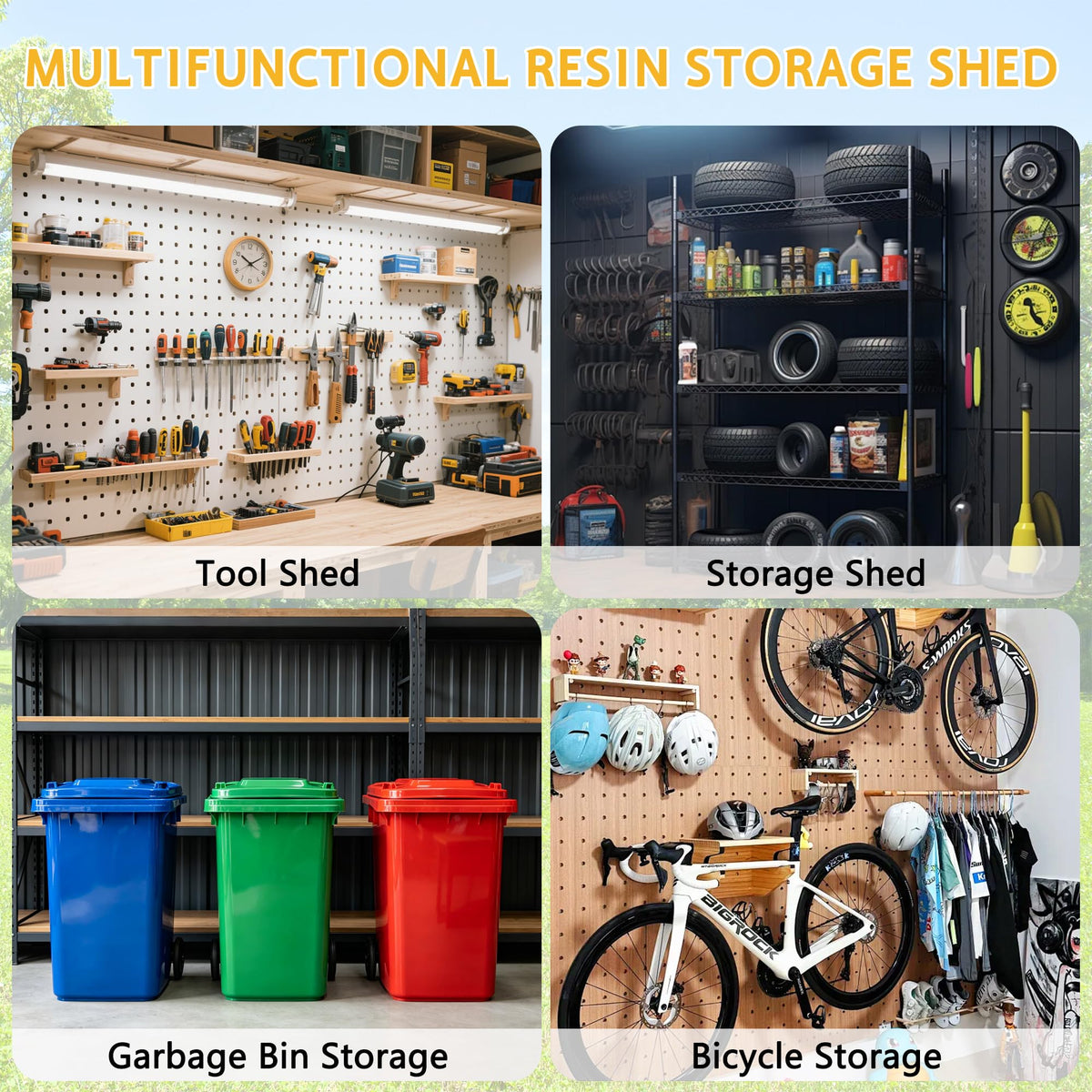 PIPLEO 6x8 FT Resin Outdoor Storage Shed with Floor, Plastic Garden Storage Shed with Lockable Door & Vent, All Weather Versatile Tool Shed for Backyard, Patio, Lawn, Cloud Gray (6x8 FT)