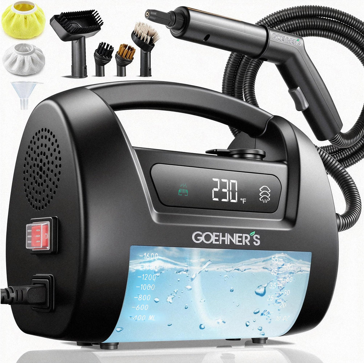 𝐔𝐩𝐠𝐫𝐚𝐝𝐞𝐝 Handheld Steam Cleaner for Home, 230°F/3.5Bar High Pressure Hand held Steam Cleaner for Car Detailing with 13ft Cord, 30s Heats Portable Steamer for Cleaning Grout (Black)