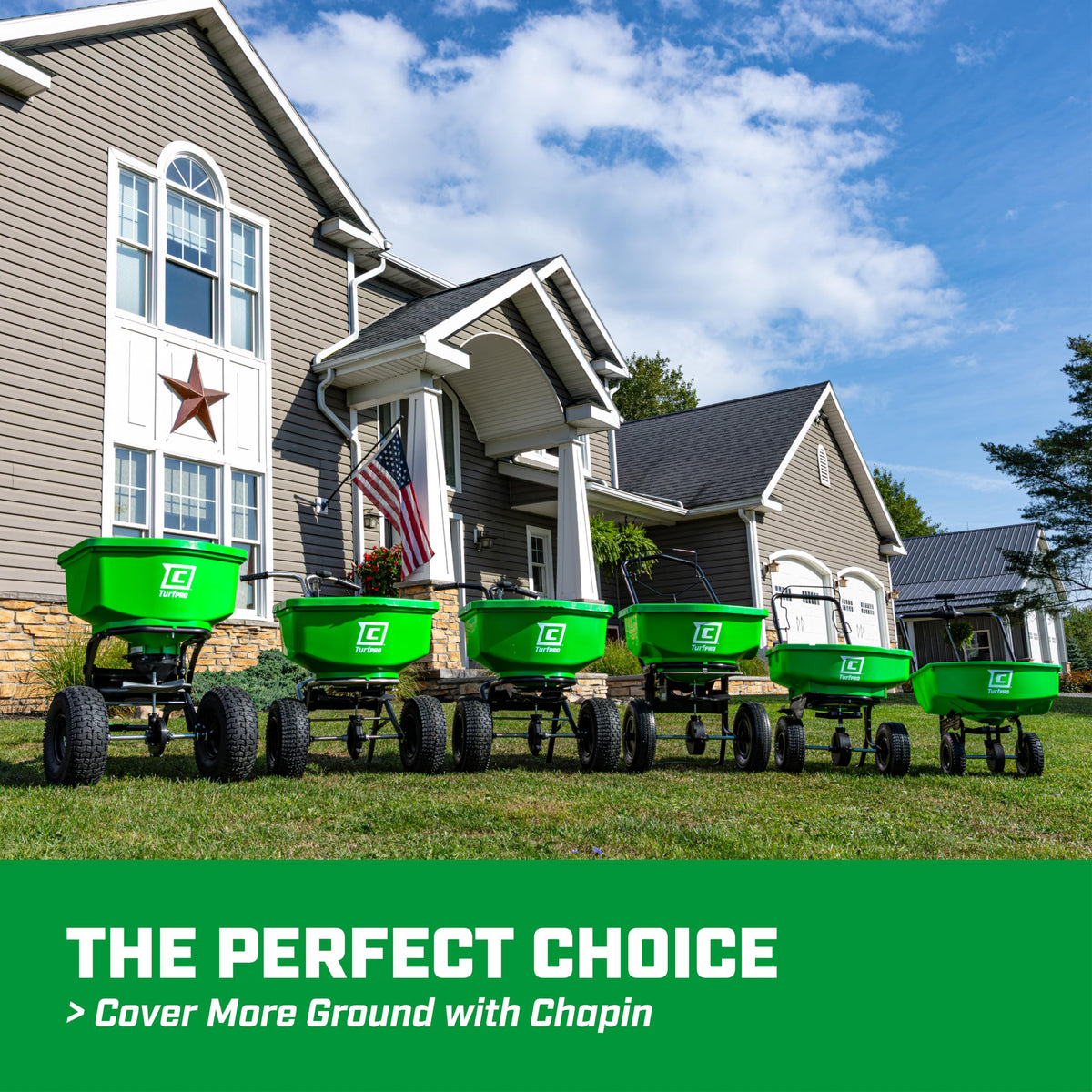 Chapin 89303C Spreader, Lawn and Garden, 100Lbs, Contractor, TurfPro, Broadcast, Push, Walk Behind, 12" Tires, Weather-Proof, Poly Hopper, Side- Adjust Lever, Spreads Fertilizer and Seeds