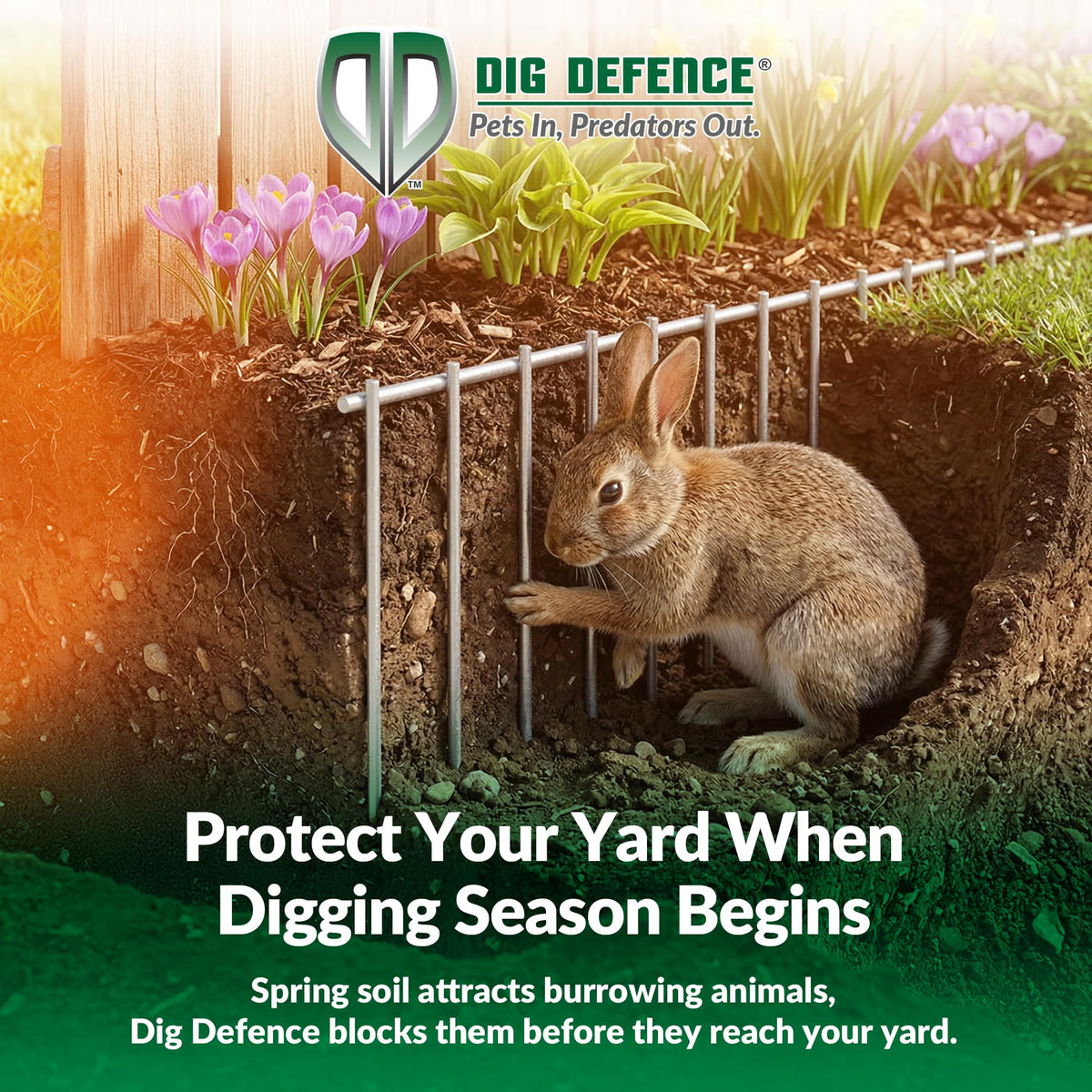 Dig Defence Original Animal Barrier Fence - X-Large Decorative Garden Fence, Outdoor No Dig Fence for Dogs and Rabbits, Yard and Patio - 24”(L) x 15”(H), 10 Pack