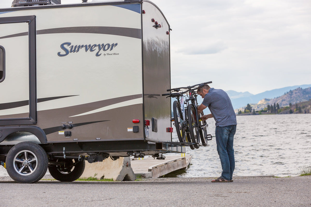 Swagman RV Approved 2 Bike RV Bumper Mount Rack – U-Bolt Mounted Carrier for Travel Trailers and RVs