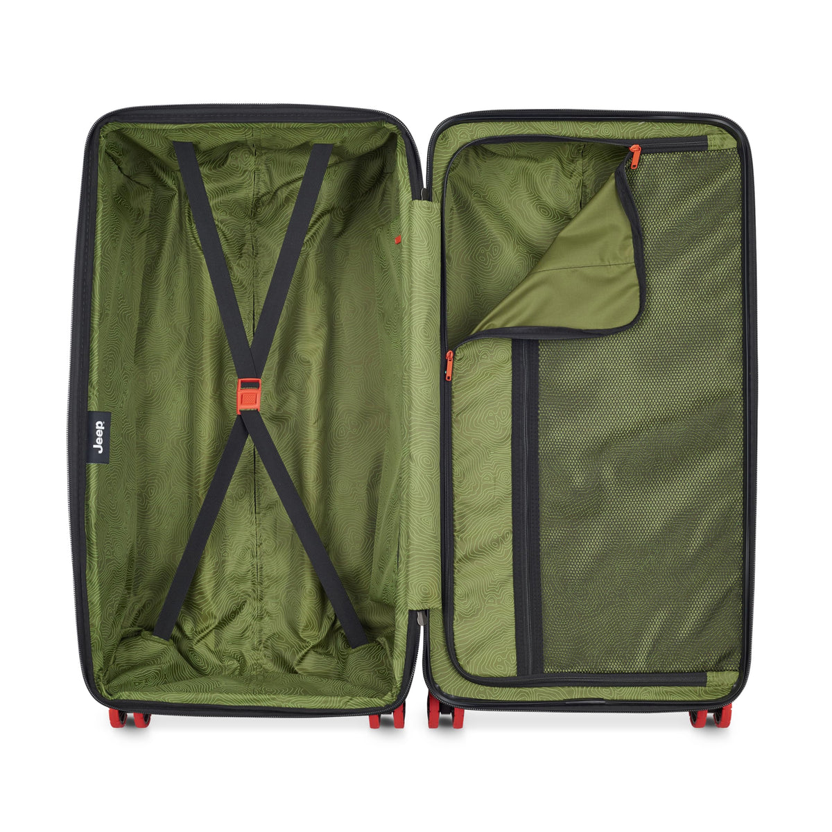 Jeep JH002B Hardside Expandable Luggage Trunk with Spinner Wheels, Chilli Pepper, Checked-Large 29 Inch