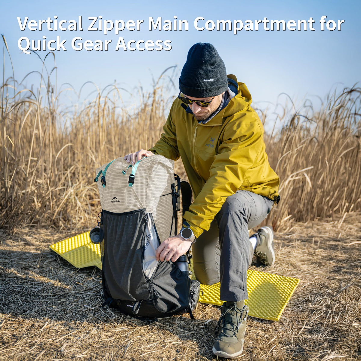 Naturehike 60L Rock 2.0 Upgraded Internal Frame Hiking Backpack for Outdoor Camping Travel Backpacking, Ultralight with Rain Cover Backpack for Adults(White/L/60L)