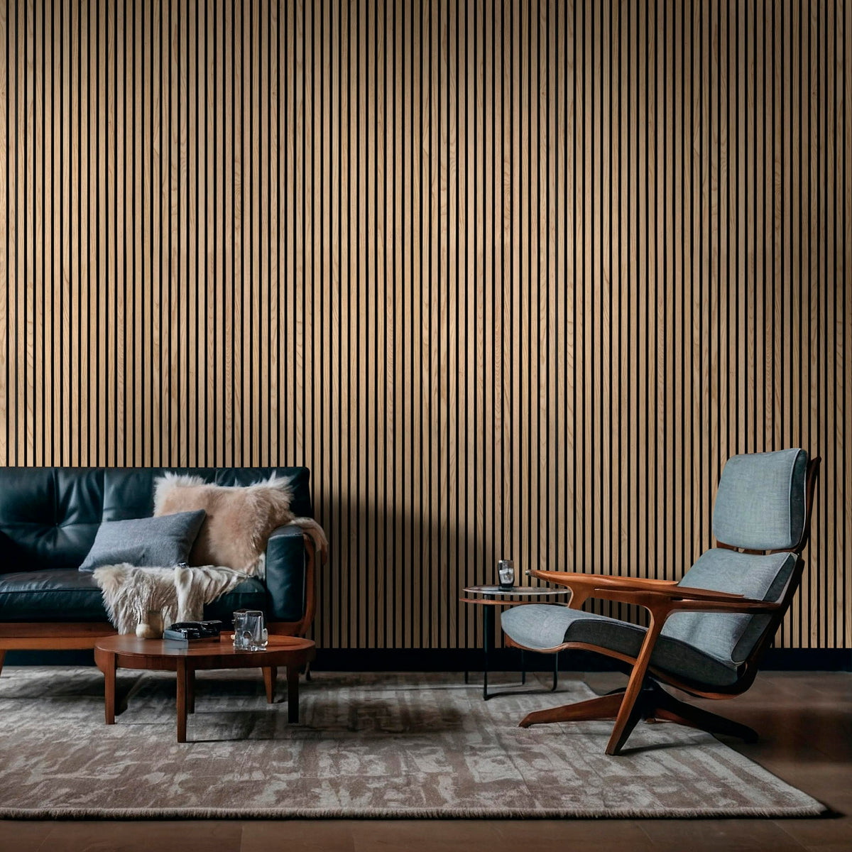 MSI 4-Pack Acoustic Wood Slat Wall Panels for Interior Decor, 3D Fluted Sound Absorbing Wood Paneling for Accent Wall Ceiling Kitchen Living Room Bedroom, Eco-Friendly MDF - 9.5 in. x 94.5 in. Natural