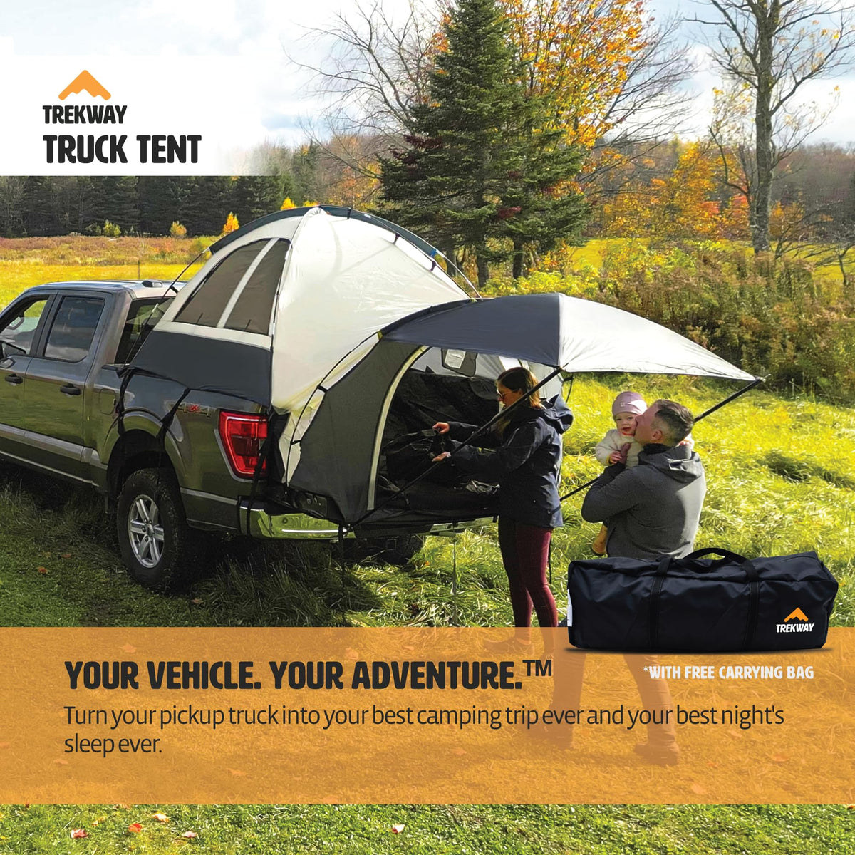 Offroading Gear 6.5ft Truck Bed | Tailgate Camping Tent | Waterproof | Compatible with F150| Ram| Sierra| GMC| Nissan| Etc.