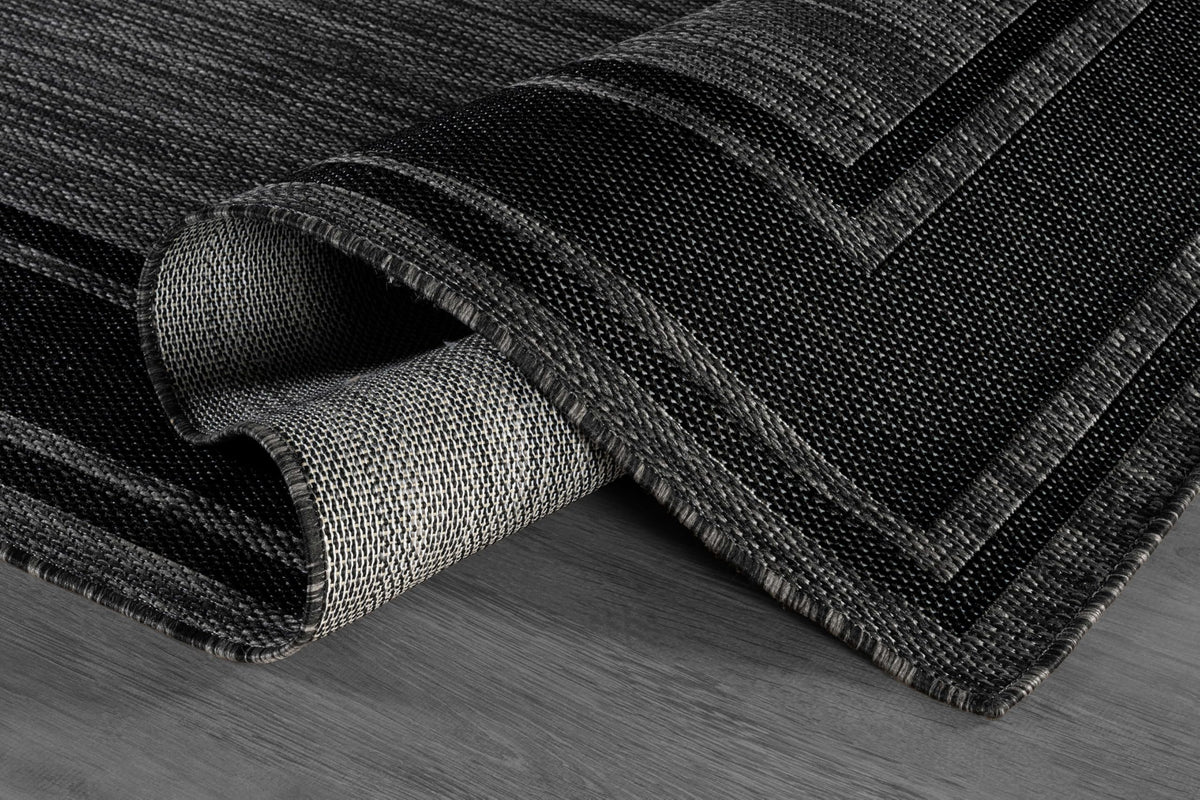 Beverly Rug Outdoor Rug 6x9 Modern Bordered Area Rugs for Indoor and Outdoor Patio Deck Porch Garden Waterproof Weather Sun Resistant Washable Outside Carpet (6 x 9 Black)