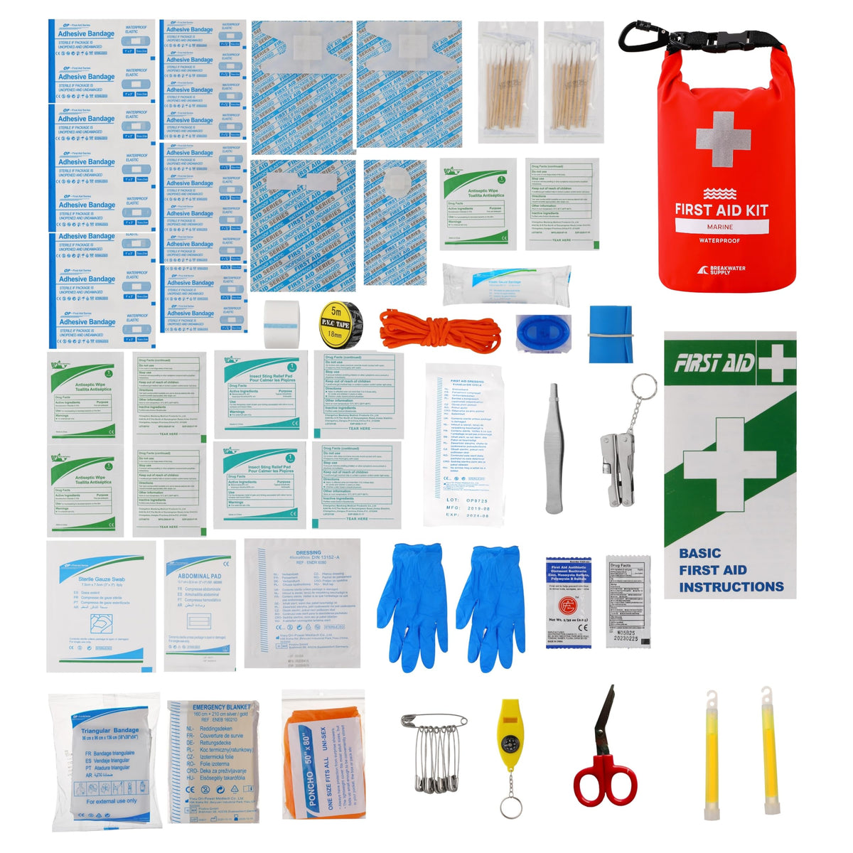 Breakwater Supply Waterproof Preparedness Pack, IP68 Submersible Airtight Backpack and Waterproof Marine First Aid Kit for Boating, Fishing, Kayaking (Fogland Lite 15L Fog White)