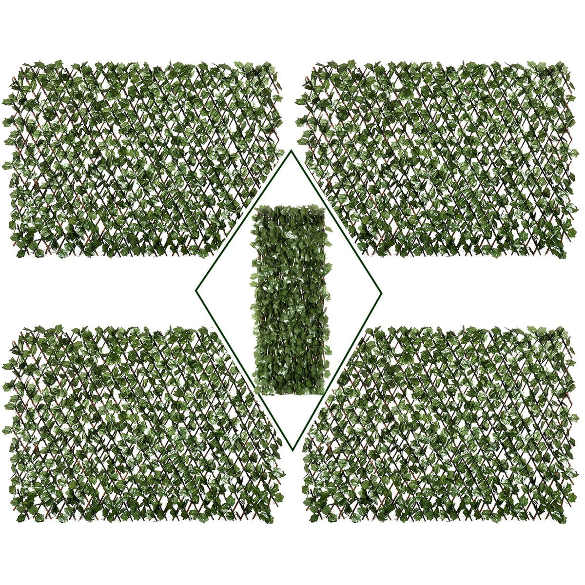 DOEWORKS Expandable Fence Privacy Screen for Balcony Patio Outdoor, Faux Ivy Fencing Panel for Backdrop Garden Backyard Home Decorations - 4PACK
