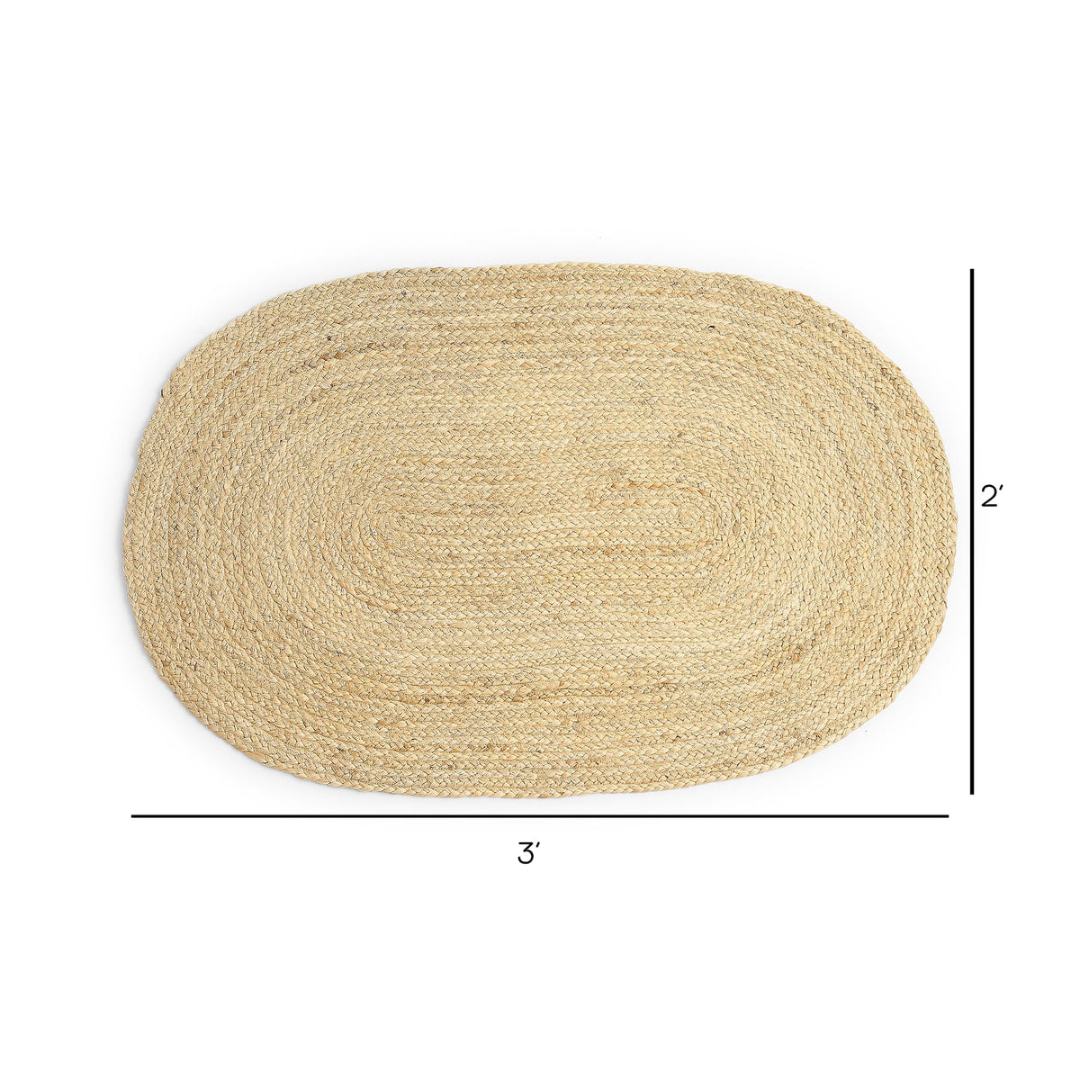 · REDEARTH · Oval Area Rug - 2'x3' Braided Natural Jute with Non-Skid Backing - Handwoven Boho Rug for Bedroom, Kitchen, Living Room - Farmhouse Aesthetic Home Decor - Durable Handmade Rug