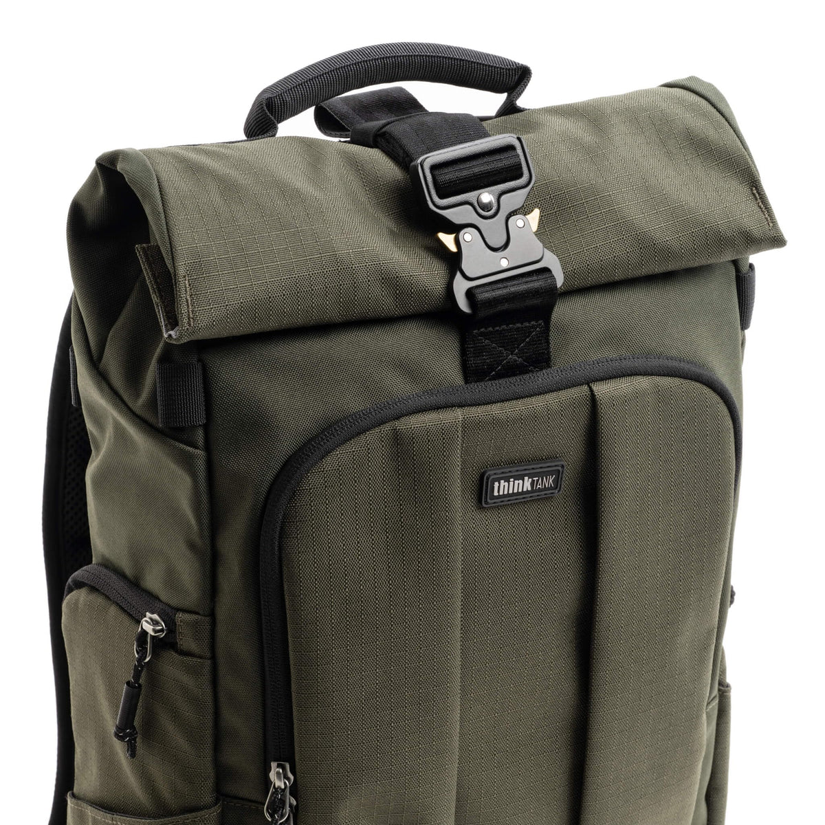 Think Tank FocusPoint 22L RollTop Camera Backpack - Greenway: Expandable Travel & Camera Backpack with Laptop Sleeve, Quick Side and Back Access, Rain Cover – Versatile Photography & Travel Bag