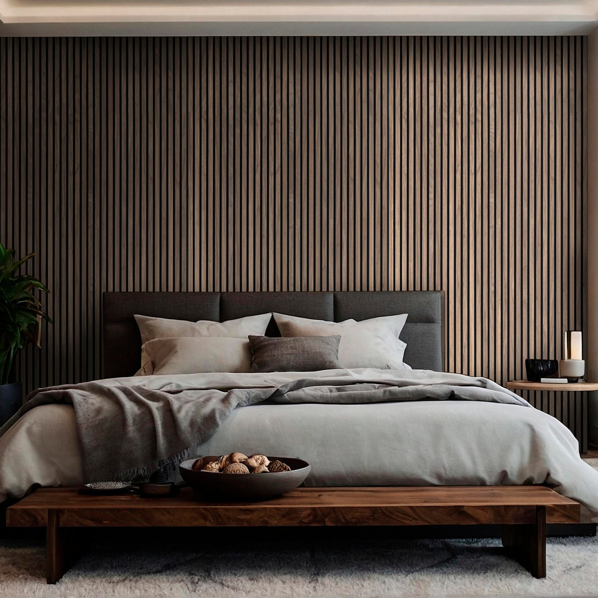 MSI 4-Pack Acoustic Wood Slat Wall Panels for Interior Decor, 3D Fluted Sound Absorbing Wood Paneling for Accent Wall Ceiling Kitchen Living Room Bedroom, Eco-Friendly MDF - 9.5 in. x 94.5 in. - Tawny