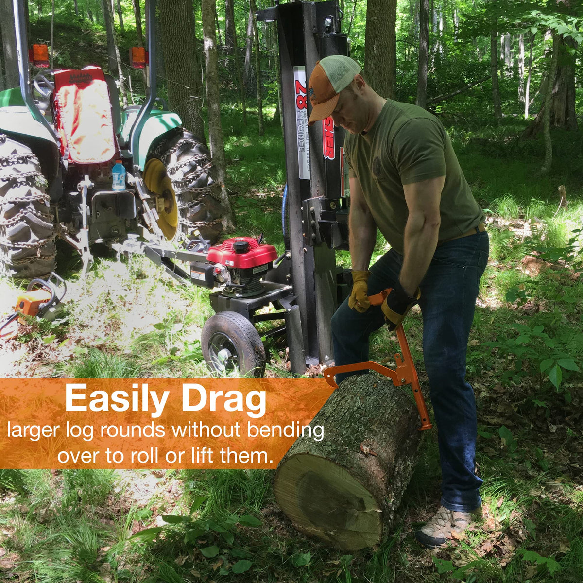 LogOX Hauler - 21” Cant Hook Log Roller and Carrier | Orange Powder-Coated Log Hauler Hand Tool for Firewood Harvesting, Brush or Tree Removal. (Patented, Made in USA, With A Warranty)