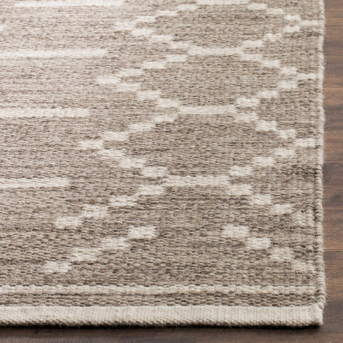 SAFAVIEH Area Rug 8x10 - Kilim Collection - Large - Grey & Ivory, Handmade Flat Weave Wool, Ideal for Living Room, Bedroom, Office, Dining Space (KLM353A)