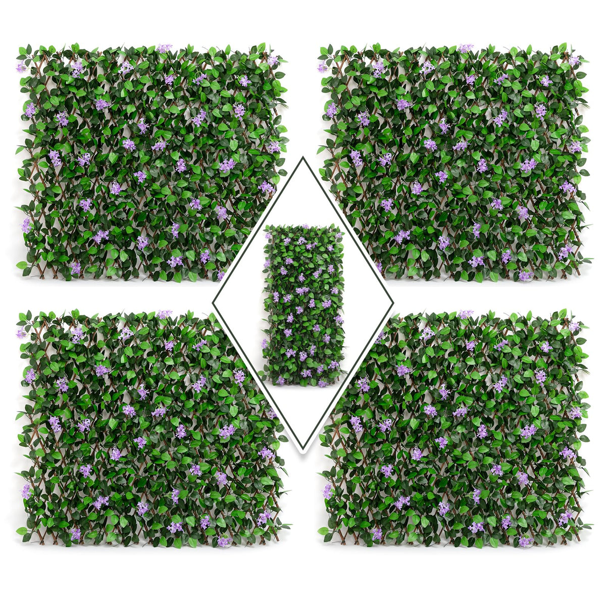 DOEWORKS Expandable Fence Privacy Screen for Balcony Patio Outdoor, 4PCS Faux Ivy Fencing Panel for Backdrop Garden Backyard Home Decorations