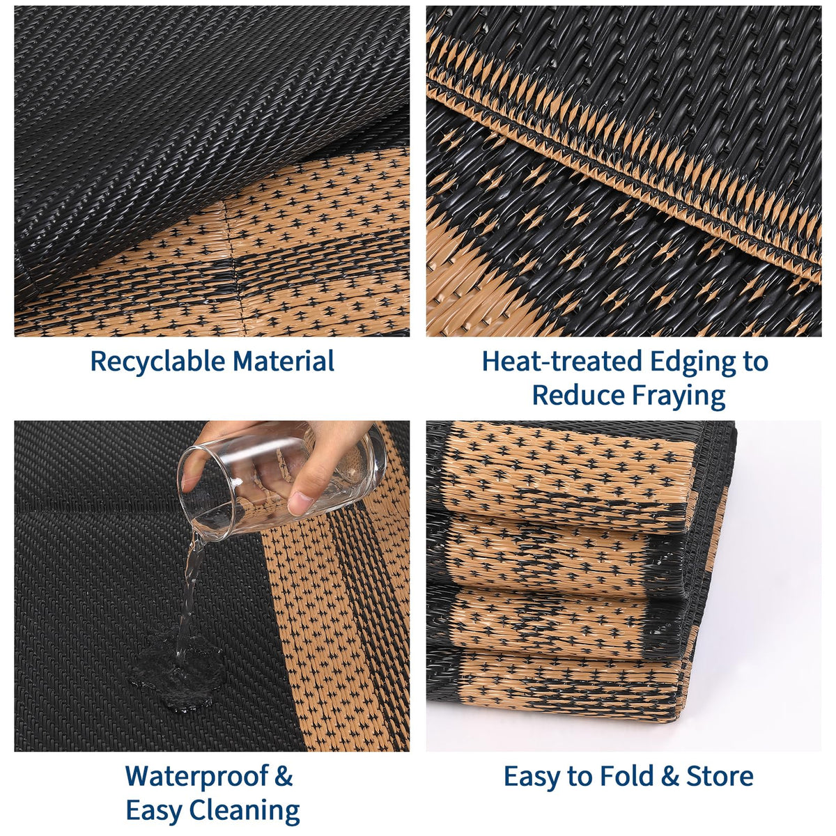 Garvee Outdoor Rug 9x18 Outdoor Patio Rug Reversible Plastic Straw Rugs Waterproof Foldable Mat Easy Clean Lightweight Carpet for Backyard Camping Porch RV Beach Balcony Deck Picnic Panel Brown