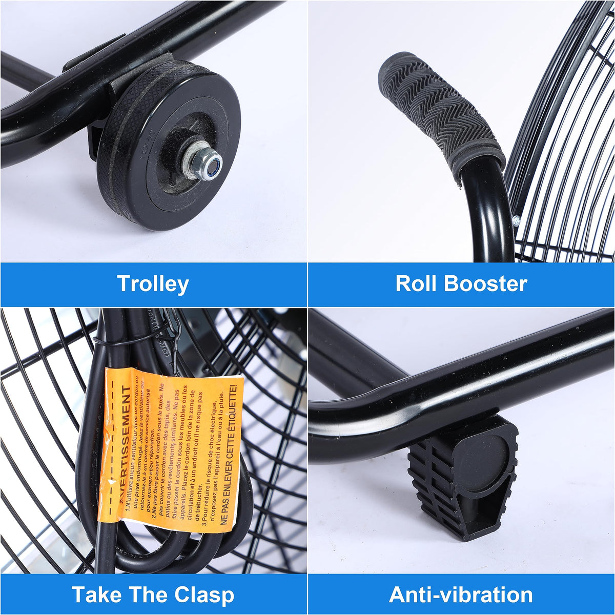 Simple Deluxe Dynamic 30-Inch Floor Fan with Roll Booster - Industrial-Grade Airflow, 360 Degree Adjustable Tilt, and Portable Design for Rapid Cooling and Flexible Air Circulation