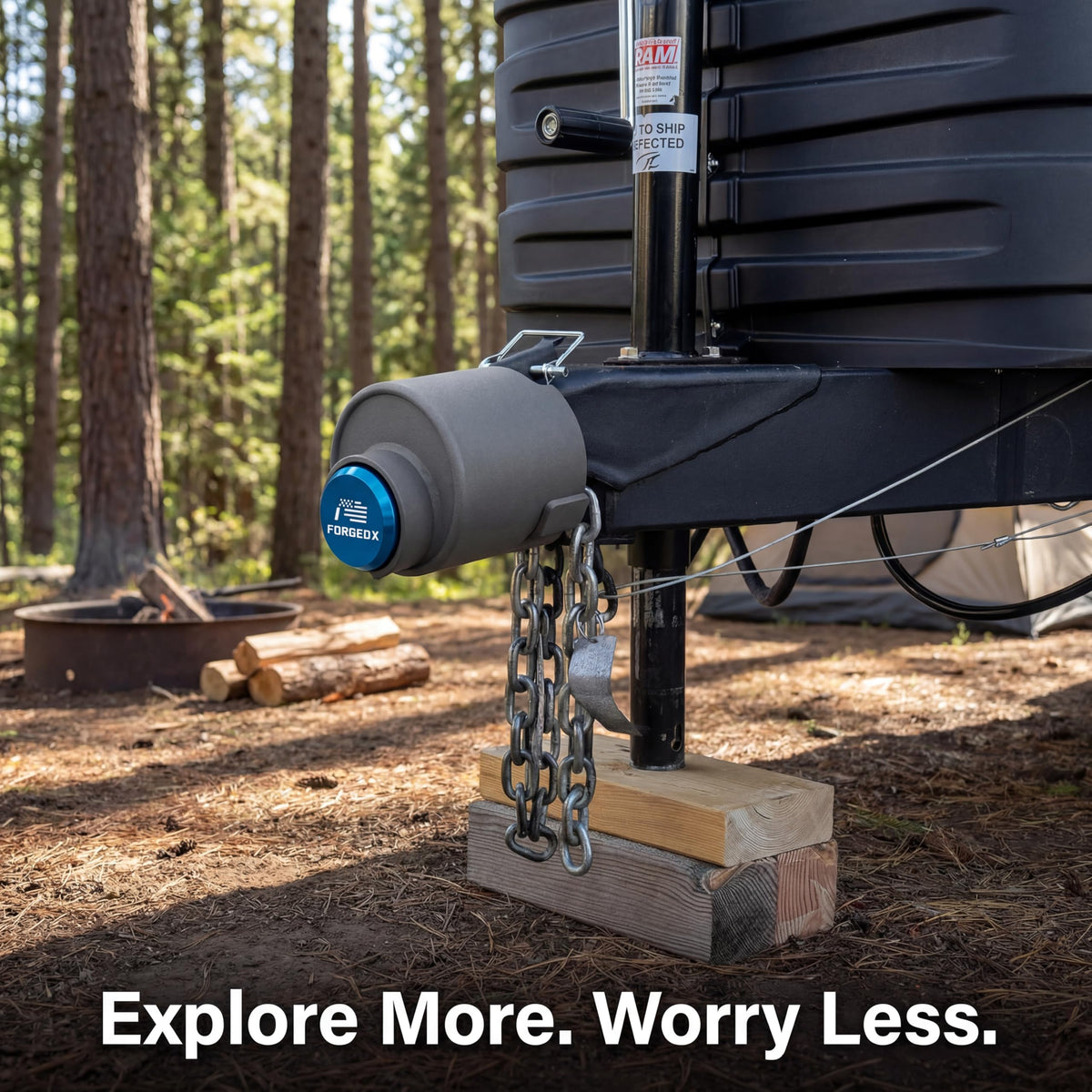 FORGEDX Trailer Lock Heavy Duty Anti Theft, Fits 2 5/16-Inch Couplers, Secures Safety Chains, for Trailers, RVs, and Boats, Stainless Shield Pro,Blue