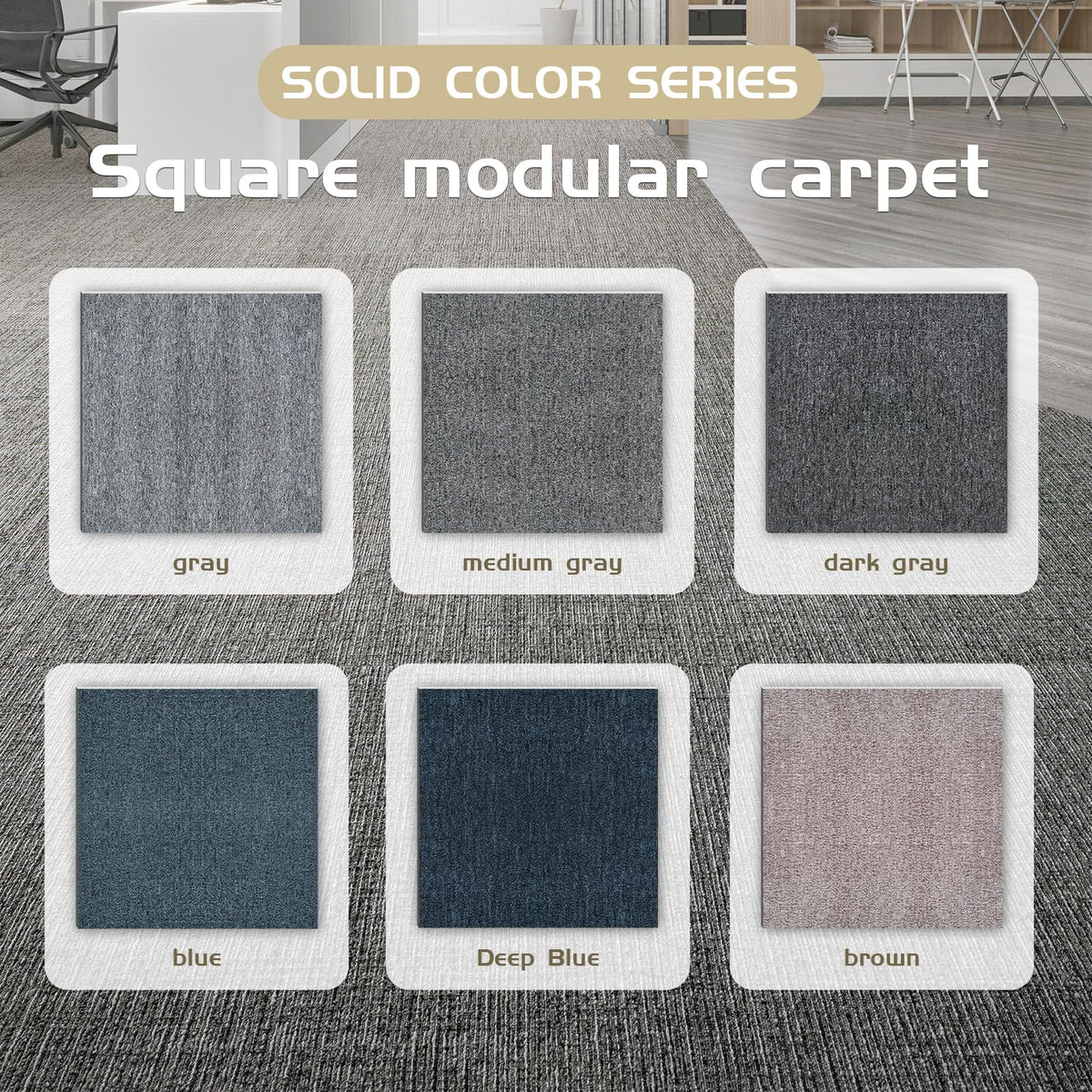 Carpet Tiles 20x20 Inch - Non-Slip Soft Square Flooring with FlexLok Tabs for Easy DIY Installation - Durable Office, Garage, Gym & Basement Floor Cover (Gray 32, suse 02)