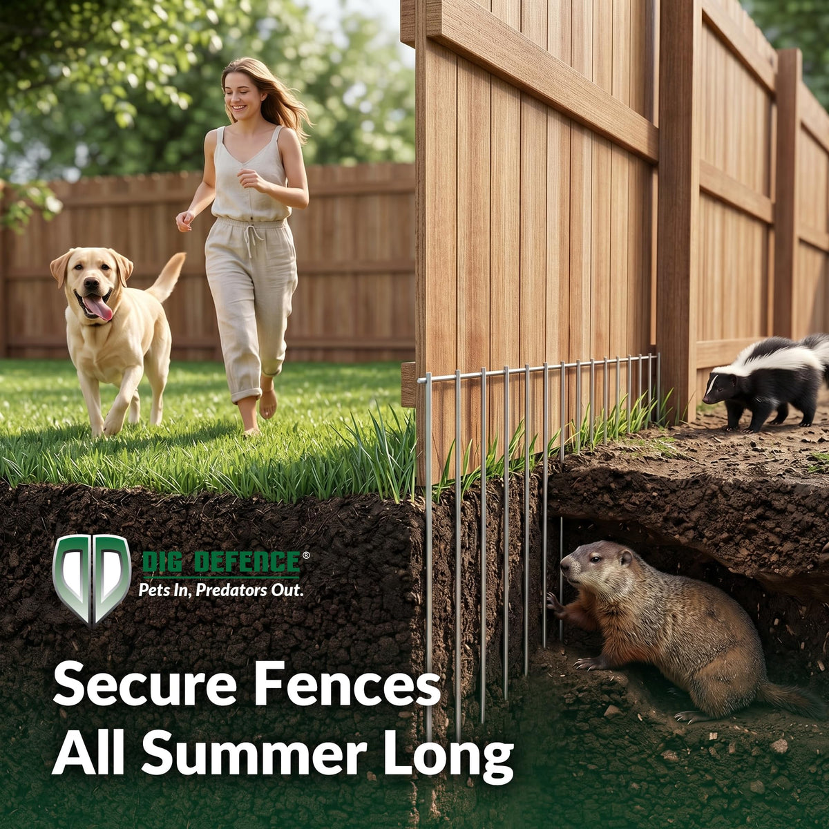Dig Defence Original Animal Barrier Fence - Large Decorative Garden Fence, Outdoor No Dig Fence for Dogs and Rabbits, Yard and Patio - 32”(L) x 10”(H), 12 Pack