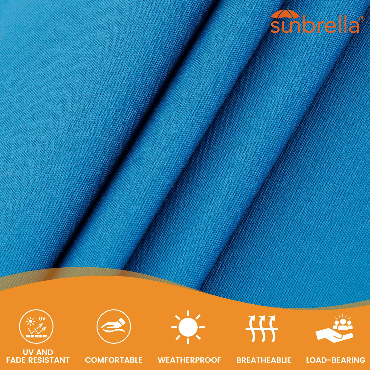 Lazy Daze Hammocks 12 FT Sunbrella Fabric Hammock non-fading with Spreader Bars and Free Pillow Fits for 2 Persons, All Weather and Fade Resistant for Patio Yard, 450 lbs Capacity, Canvas Pacific Blue