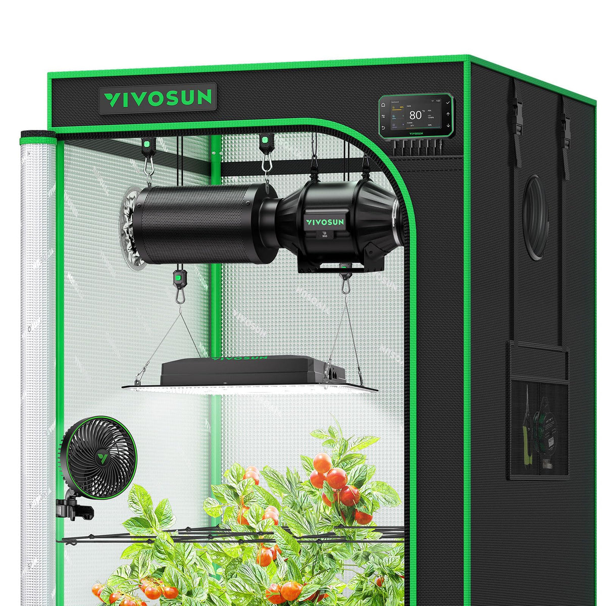 VIVOSUN Smart Pro Grow Tent Kit 2.7 × 2.7ft 2-Plant Kit, WiFi-Integrated Automatic Control with GrowHub E42A+, Tunable Spectrum LED Grow Light 150W, 360° Ventilation & Circulation Control System