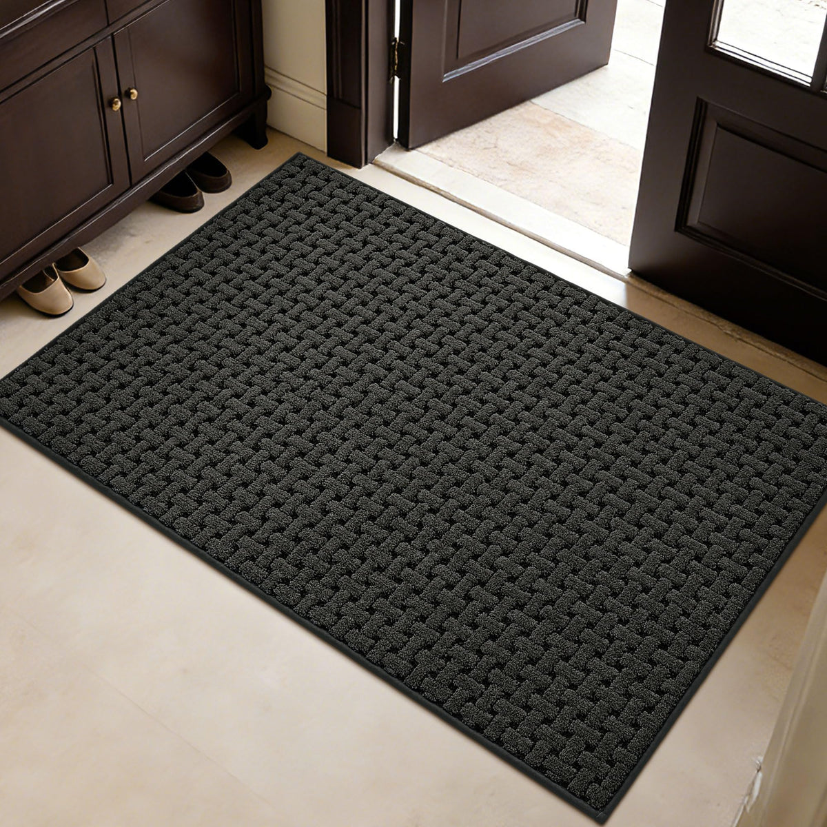 FLOORHUG Door Mat Indoor Entrance 32x48, Non-Slip Washable Doormats Entry Way Mats, Dirt Resistant and Absorbent Welcome Mat, Easy Clean Low-Profile Doormat, Front Door, Inside Entrance, Dark Grey