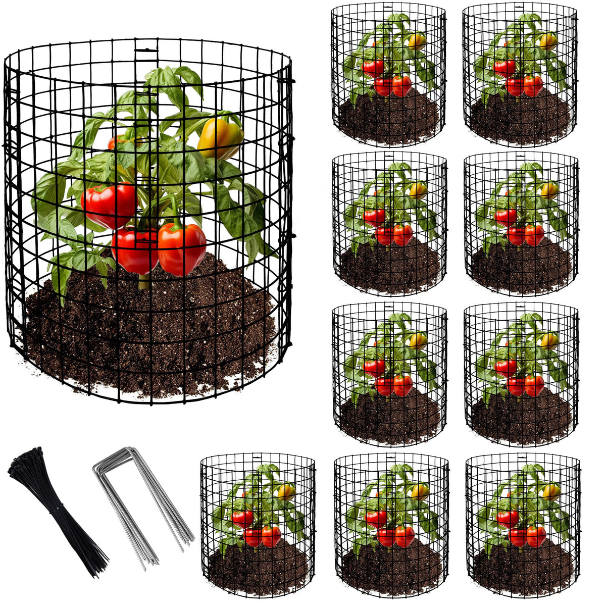 Adnee 10 Packs Wire Plant Protector from Animals - 12" H X 12" D Metal Mesh Plant Cage Covers - Sturdy Garden Bunny Barricades Chicken Wire Cloche for Plants Shrubs Vegetables Flowers