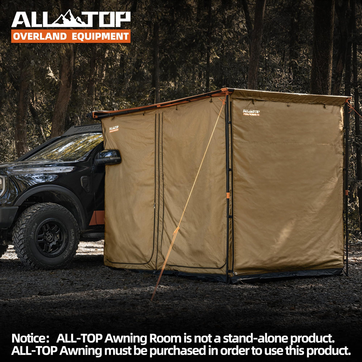 ALL-TOP Awning Room with Floor 6.6' x 8.2' Rip-Stop 420D Oxford Awning Tent with Bug-Resistance Mesh, Waterproof Sun Shelter for Overland, Camping(Room Only)