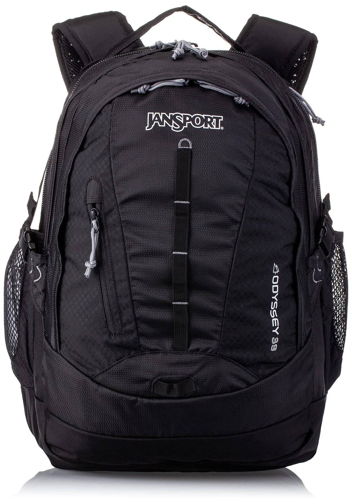 JanSport Odyssey Laptop Backpack for 15” Computer or 3L Hydration System, Black - Large Bag Adults with Tuck-Away Hip Belt, 2 Main Compartments - Premium College Essentials