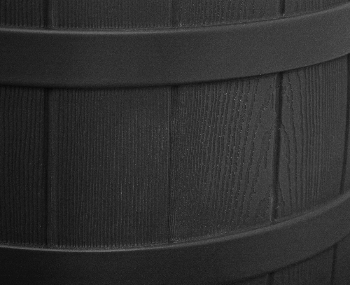 Good Ideas Rain Wizard 50 Gallon Plastic Outdoor Rain Barrel Water Storage Collector with Brass Spigot and Flat Back Design, Black