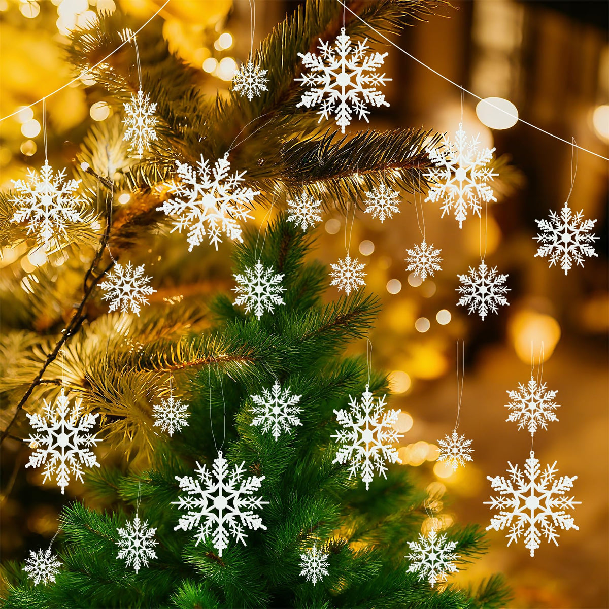 Snowflake Decorations 24 Pcs Snowflake Ornaments for Tree Snowflakes Christmas Tree Decorations for Christmas Embellishments and Winter Party DIY Craft Decoration