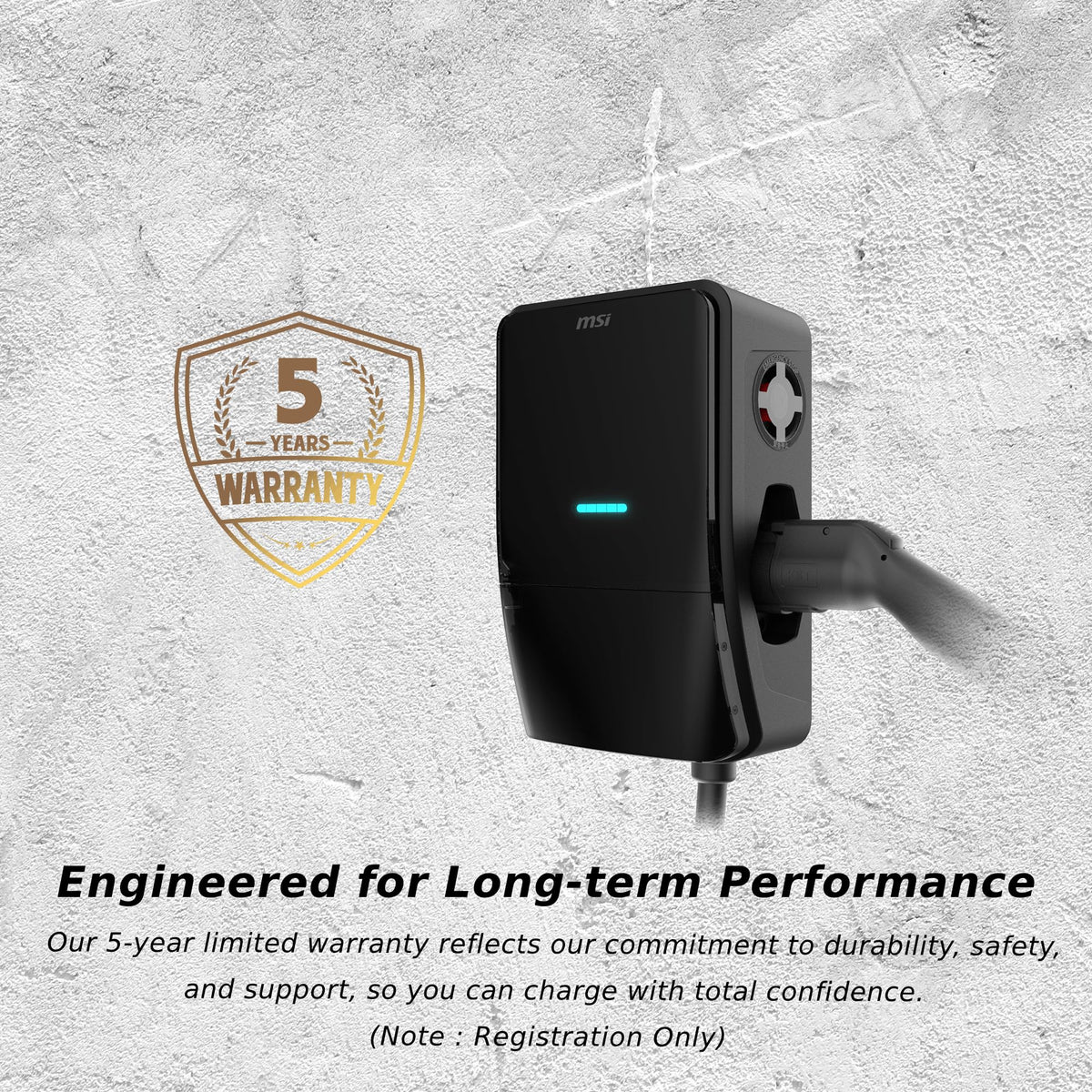 MSI EV Life NACS Hardwired, Level 2 Charger, 240V, 60A, 14.4 kW, IP55 Rated-Water and dust Resistant, IK08 Impact Resistant, UL2594 Certified, Energy Star, 5 Years Warranty