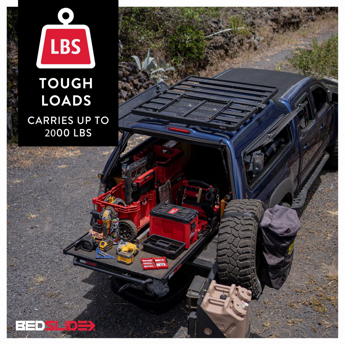 Bedslide 2000 Heavy-Duty Sliding Truck Bed Organizer, 78 x 48-Inch, Capacity 2000 lbs., Truck Bed Storage Tray, Silver