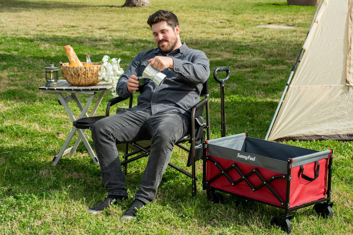 SUNNYFEEL Oversized Camping Directors Chair 2 Pack, Portable Folding Lawn Chairs for Adults Heavy Duty with Side Table,Pocket for Beach, Fishing,Picnic,Concert Outdoor, Foldable Camp Chairs