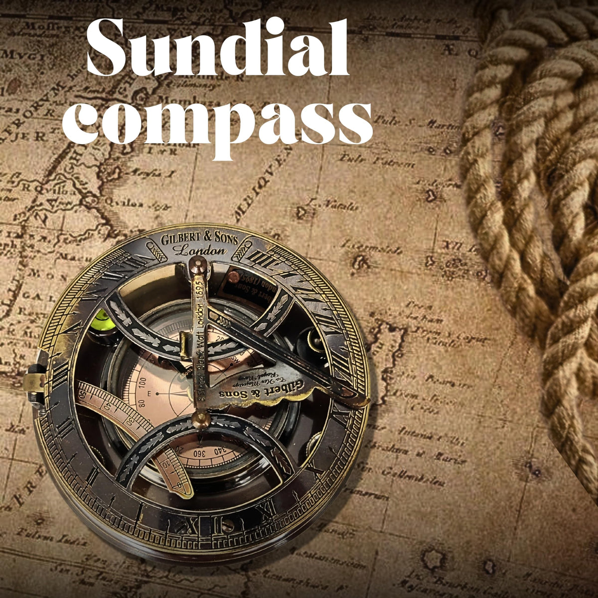 ANTIQUANA Brass Sundial - 5 inches Large Sundial Compass in Rosewood Case Top Grade Calibrated Vintage Gift