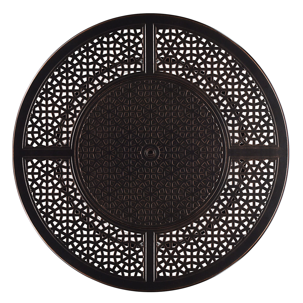 Aluminum 57,0000 BTU 44 in. Round Propane Black Fire Pit Table with Fire Beads, Lid, Propane Tank Cover and Table Fabric Covers in Copper Finish