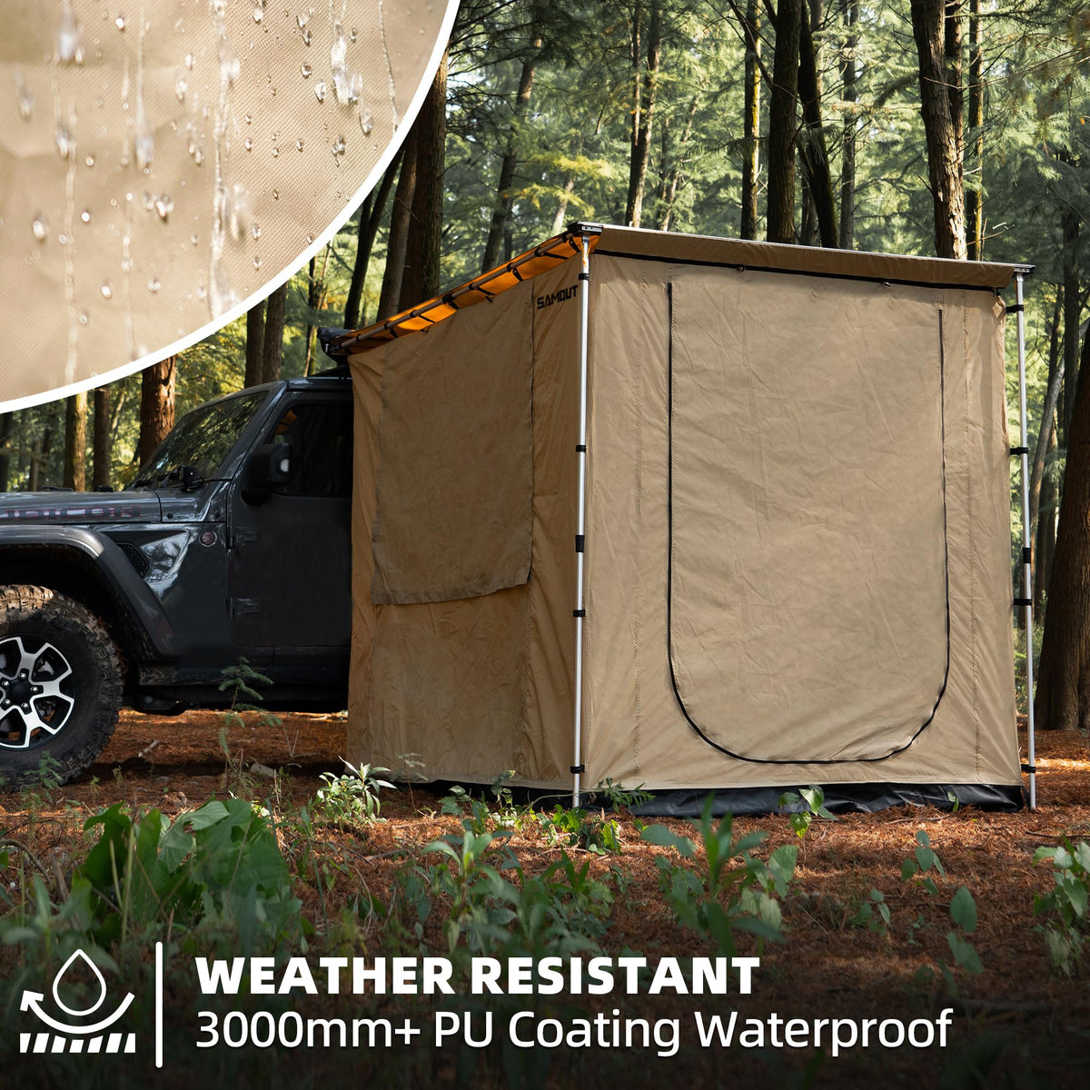 SAMOUT Vehicle Awning 8.2' x 10' Rip-Stop 420D Oxford Side Changing Room With PVC Floor, Waterproof & Wind Resistance, Easy Setup Design (Room Only)