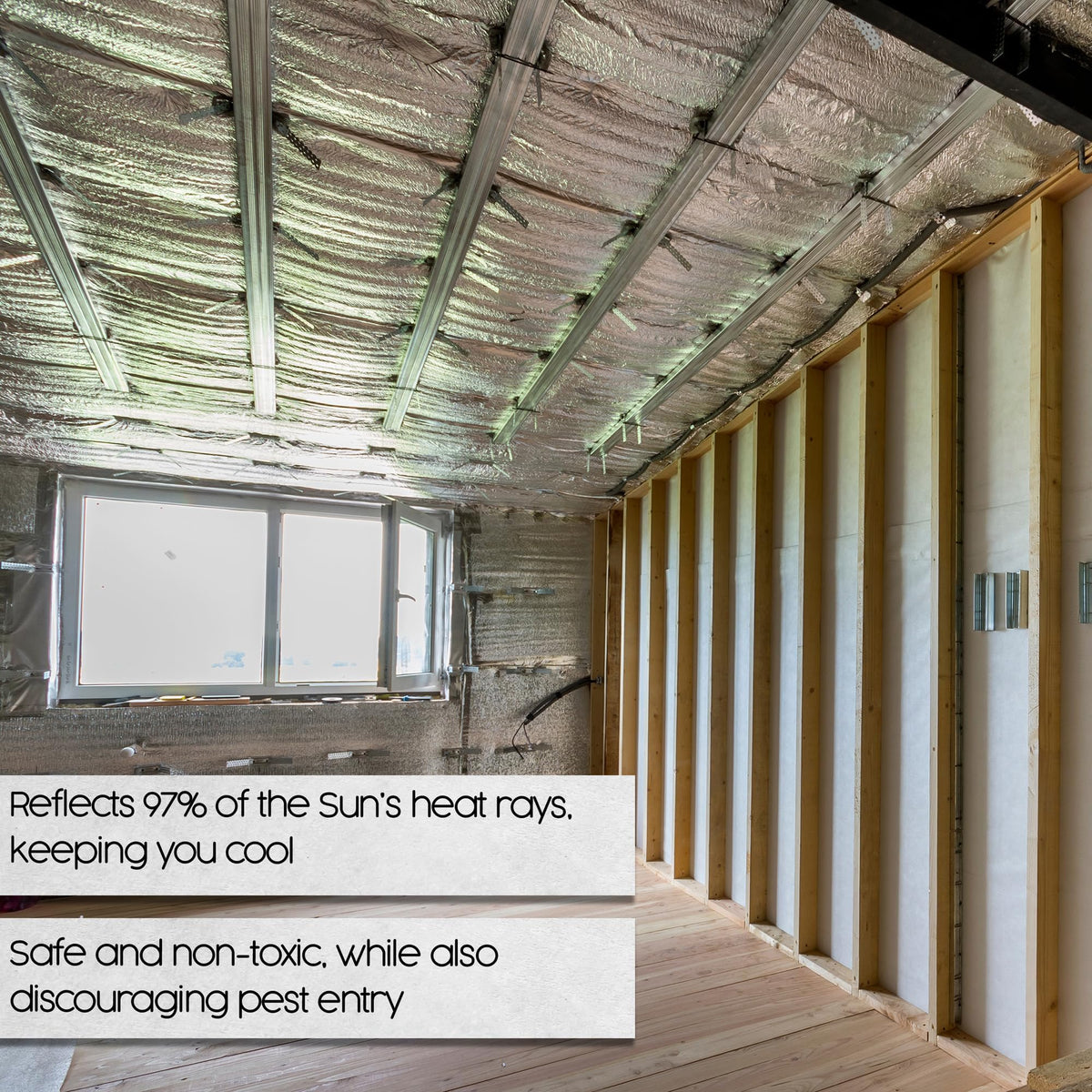 Houseables Radiant Barrier, Radiant Barrier Insulation Roll, Attic Insulation, 1000 Sq Ft, 250'x4', House Wrap, Reflective Foil, Attic Foil, Double Reflective Heat Shield, Perforated Aluminum, Thermal