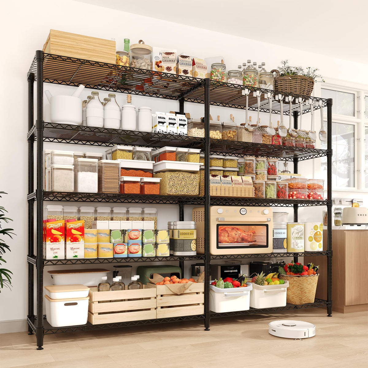 Garvee 71"Wide Storage Shelves Metal Shelving Units 5 Tier, Wire Shelving Rack 1325LBS Heavy Duty Adjustable for Storage, 71"W x 15.8"D x 70.5"H Standing Shelf Unit, for Kitchen Garage Pantry Basement