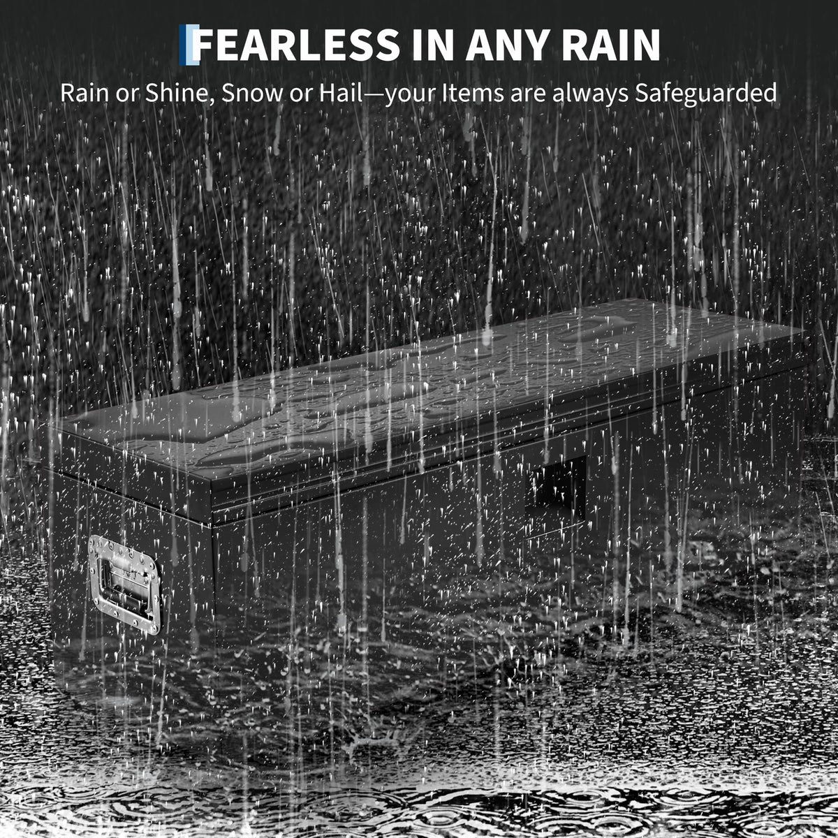 PeakPursuit Heavy Duty Steel Truck Bed Toolbox – Waterproof Storage Chest, Dual Hydraulic Levers & Lock, Fits Pickup, RV, Trailer, Garage, Workshop – Black, 30 x 15 in