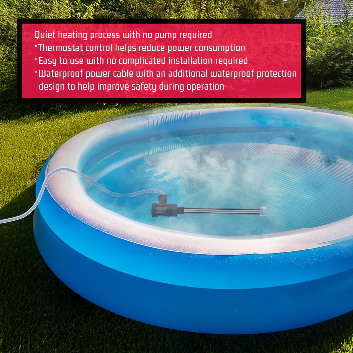 YLboyLIAN 2000W Immersion Water Heater for Pool & Hot Tub – Portable Electric Submersible Heater with Temp Control, Auto Shut-Off and WiFi Timer for Above Ground Pool, Bathtub, and Baptismal pool