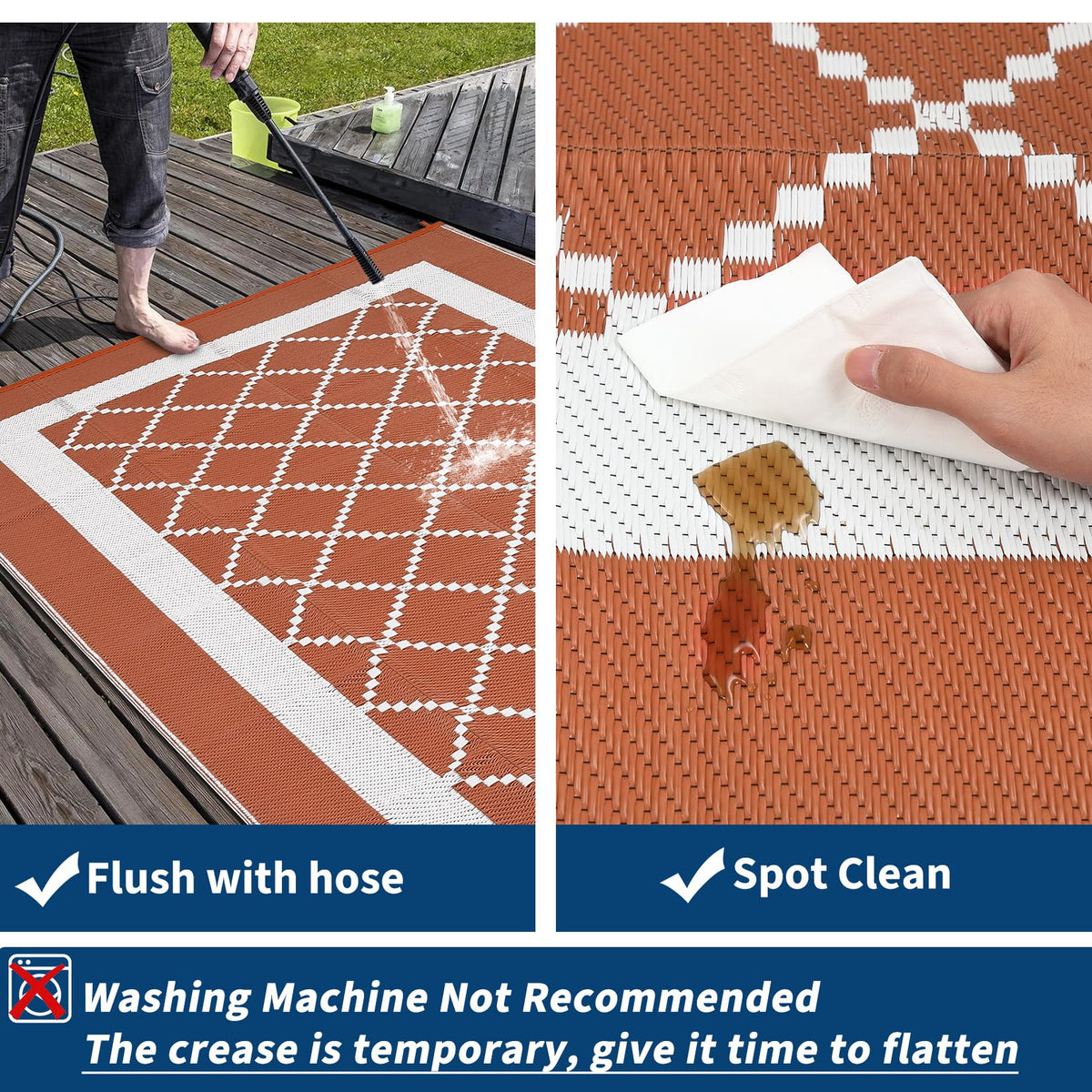 COZYLOOM Outdoor Plastic Straw Rug 9x18 Waterproof Reversible Plastic Straw Mat, Large Patio Rugs Modern Area Rug for Deck, Balcony, Camping, Beach, Picnic, Indoor/Outdoor Use