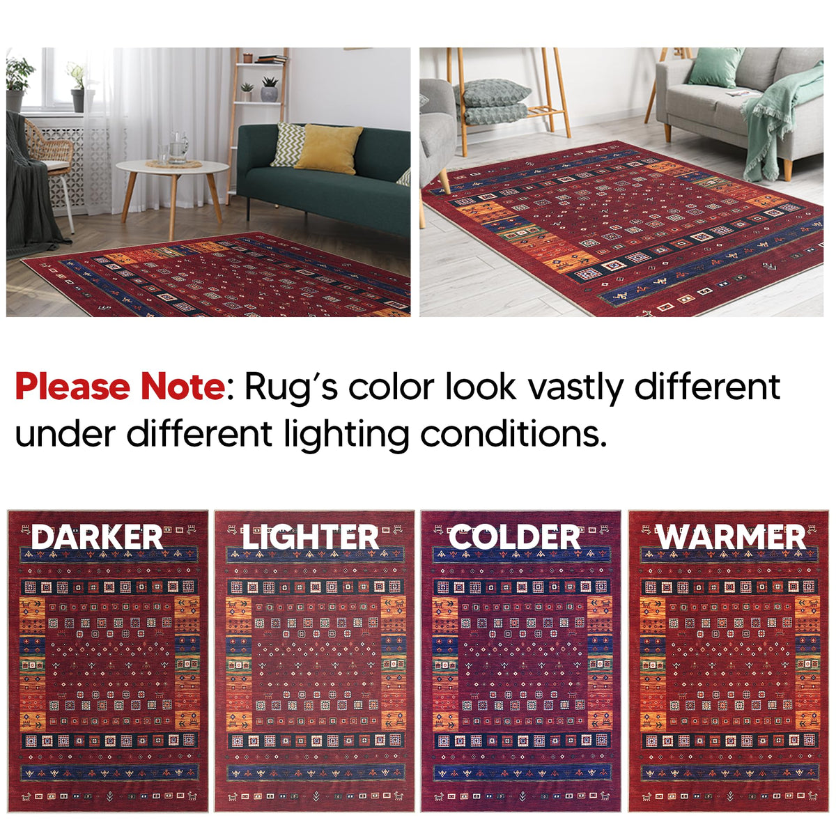 Keen Home Design 5x7 Rug - Machine Washable Area Rug with Non-Slip Backing, Ideal for Living Room, Dining Room, Bedroom - Vintage, Easy Clean, Durable, Low Pile Rug - (5' x 7')