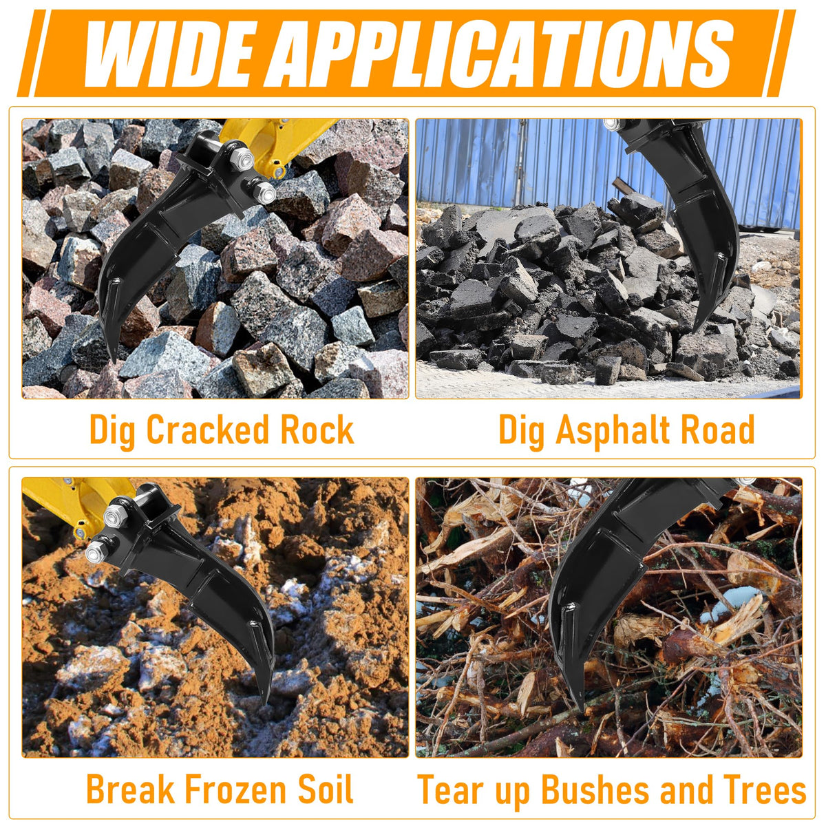NULTRUMA Mini Excavator Ripper Attachment, Single Hook Backhoe Scarifier for 1-1.5 Ton Excavators | 90mm (3.54") Span | 25mm (0.98") Hole | 88mm (3.46") Center Wheelbase | Includes Pins