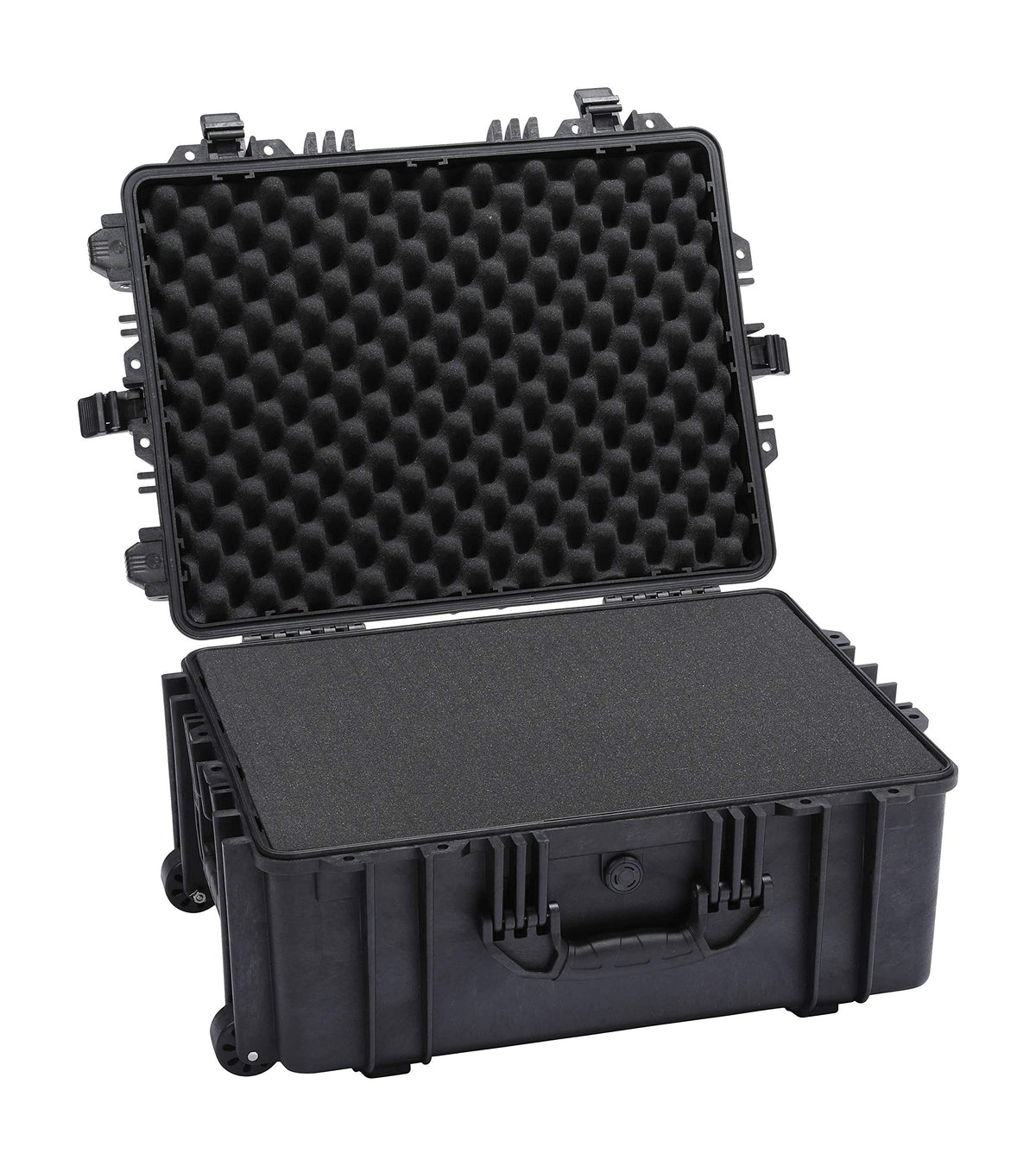 DCB Cases - Element 6104F | 24 x 19 x 11 Ext Dim | IP67 Waterproof | Pluck Foam Insert | Telescoping Handle | Rubberized Grips | Resin-Reinforced Injection Molded Plastic | 4 Latch Lid Close | Wheels